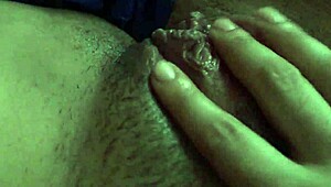 hairy wet beaver enjoys teasing massage touch