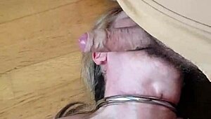how's this humiliated french slave pissed on bound slapped and facefucked in toilet bdsm??