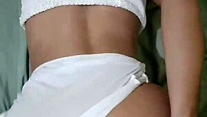 gostosa safada dances in see-through mini skirt then sits ass on young guy's dick