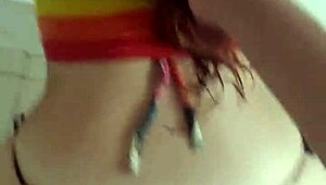 First-Time Public Pounding with Athletic Redhead's Big Ass Screaming