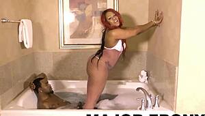 Rome Major bends Gemini Lovell over bathroom floor for big black cock pussy split