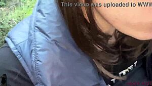 Out on the street i spot this big ass amateur flashing her cameltoe then she drops to suck my cock deep