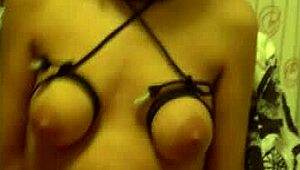 Homemade amateurs tied up bound in rough bdsm deepthroat tits compilation
