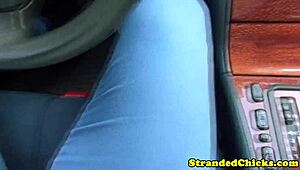 hey hitchhiking brunette, why flash those perky tits in public pov? wanna get picked up?