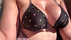 italian milf big natural boobs bounce outdoors hard nipples closeup slowmo