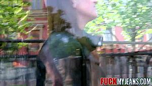 European milf rips tight jeans for stepson's rough anal ride