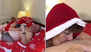 Granny Carmen Claus trades Christmas cheer for deep cocksucking