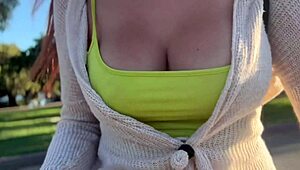 check out artemisia love's huge tits bouncing outdoors