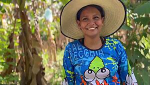 that innocent looking colombian campesina housewife gets fucked outdoors for chickens close-up