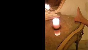 milf masturbates wildly in front of antique mirror reflections