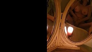 milf masturbates wildly in front of antique mirror reflections