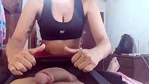 my buddy's girlfriend hit my place post-gym and we fucked hard