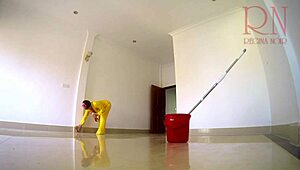 imagine your naked panty-less maid cleaning the boss office bare!