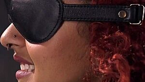 Two redhead slaves bound tight fucked rough deepthroated gagged choked and caned in kinky threesome