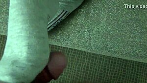 shana's sexy teen feet wrap around cock for hot footjob action
