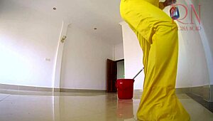 imagine your naked panty-less maid cleaning the boss office bare!