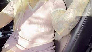 Stranded latina chubby slut flashes wet pussy then fucks stranger publicly creampie squirting