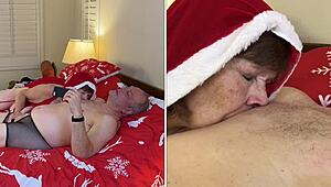 Granny Carmen Claus trades Christmas cheer for deep cocksucking