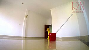 imagine your naked panty-less maid cleaning the boss office bare!