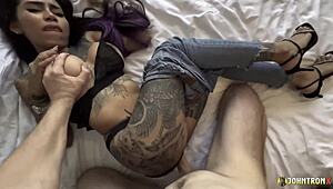 johntronx films tattooed thai babe banged rough in heels and jeans