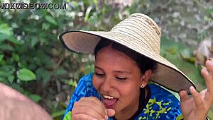 that innocent looking colombian campesina housewife gets fucked outdoors for chickens close-up