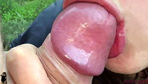 Out on the street i spot this big ass amateur flashing her cameltoe then she drops to suck my cock deep