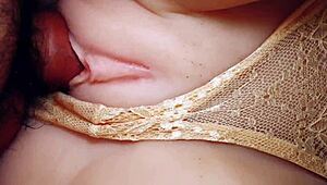 blasting huge load on double stuffed fuck doll