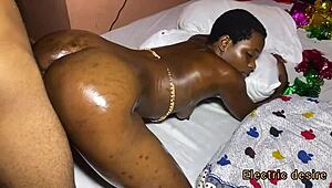 how's this sweet ebony teen handling her new boyfriend's massive bbc in her tight pussy?