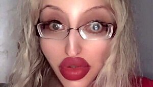 Russian fetish babe with huge glasses and lipstick turns 40