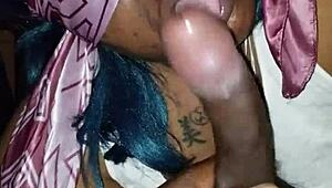 blindfolded bbw wanks fat black monster cock before bareback pounding