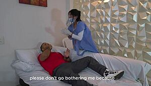 pregnant doctor fucks patient pussy licks his cock then pisses pants in outdoor hospital cowgirl