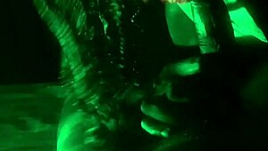 Oiled black babe sucks big banana cock