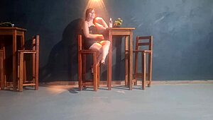 Redhead Brazilian tempts waiter into steamy restaurant pounding