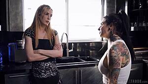 geek girl blackmails roomie for kitchen lesbian squirting tribbing