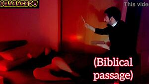 Halloween priestess in cosplay gives exorcism blowjob and swallows cum straight from hell
