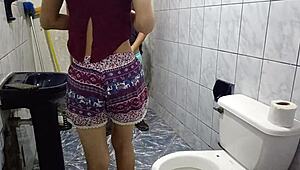 Spied in bathroom! Fucked tight pussy hard!