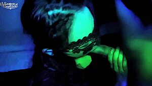 masked goth girl next door drops to knees for first sloppy deepthroat blowjob