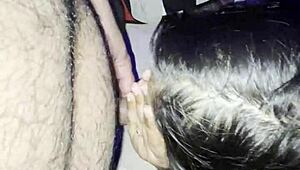 MofozO Brunette Amateur MILF Sucks Daddy Cock Then Takes Rough Cumshot on Huge Tits
