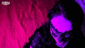 masked goth girl next door drops to knees for first sloppy deepthroat blowjob