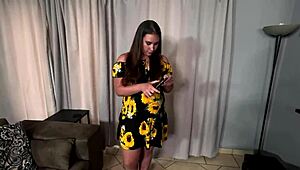 i'm sucking stepbro's huge cock and swallowing every drop while showing him my naked pics... oops big ass out