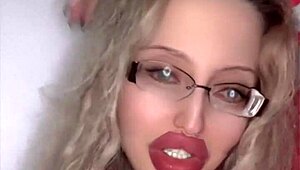 Russian fetish babe with huge glasses and lipstick turns 40