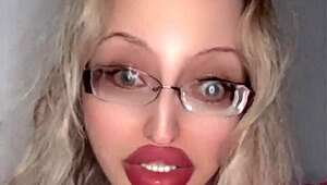 Russian fetish babe with huge glasses and lipstick turns 40