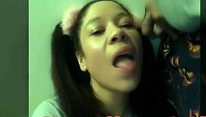 Sexy tongue devours throbbing cock deep and sloppy