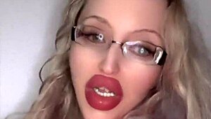 Russian fetish babe with huge glasses and lipstick turns 40