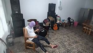 My best friend pervs out masturbating his huge cock in music room waiting for me