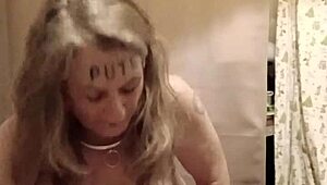Humiliated european bdsm slave whore f striptease slut undresses rips clothes flashing