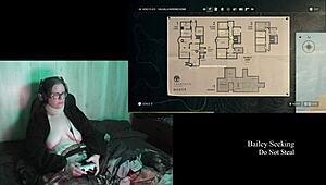 damn my fat tattooed brunette belly and big natural tits while naked gaming alan wake 2