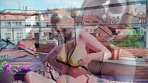 blonde bombshell lotta oils big tits for steamy outdoor sunbath tease! ☀️💦