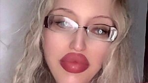 Russian fetish babe with huge glasses and lipstick turns 40