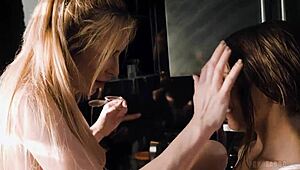 geek girl blackmails roomie for kitchen lesbian squirting tribbing